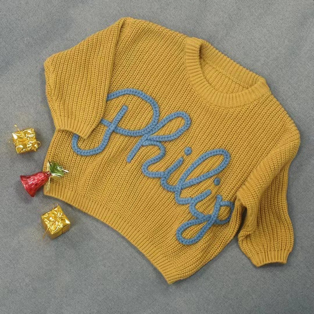 Custom Baby Name Embroidered Sweater, Personalized Baby Jumper, Baby Name Sweater, Embroidered Baby Gift, Christmas Gift
