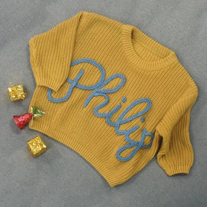 Custom Baby Name Embroidered Sweater, Personalized Baby Jumper, Baby Name Sweater, Embroidered Baby Gift, Christmas Gift