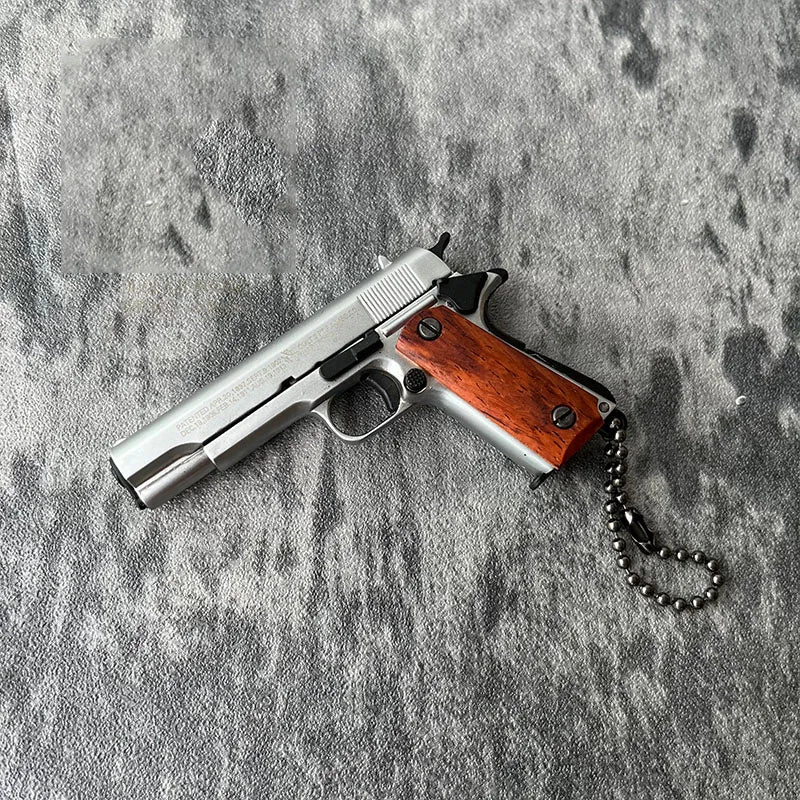 1911 Silver Wood Handle Miniature Replica Gun