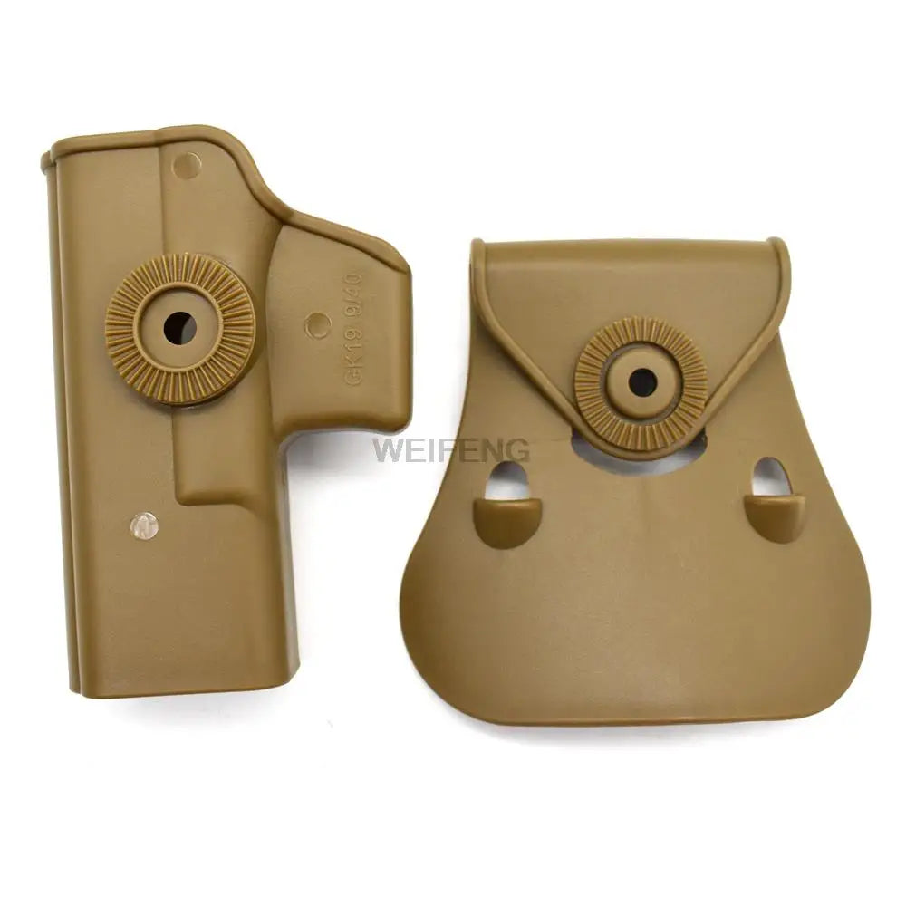 Tactical Rotatable Gun Holster - Belt Loop with Pistol Mag Case Clips