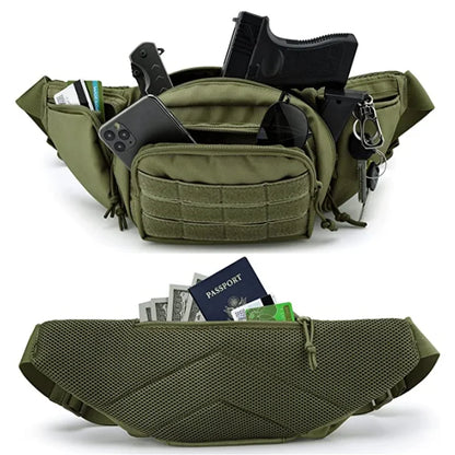 Military Tactical Waist Gun Bag - Waterproof Nylon Molle EDC Pouch