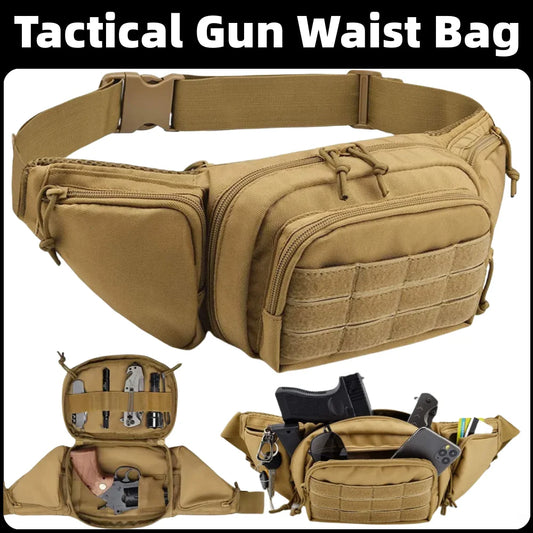 Military Tactical Waist Gun Bag - Waterproof Nylon Molle EDC Pouch