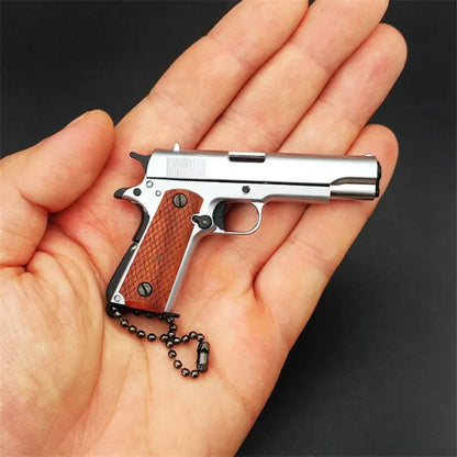 1911 Silver Wood Handle Miniature Replica Gun