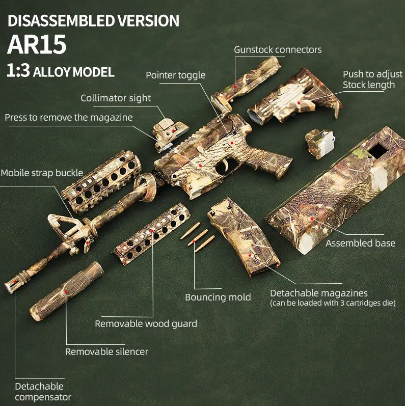 AR-15 Dead Leaves Camouflage Miniature Gun Model