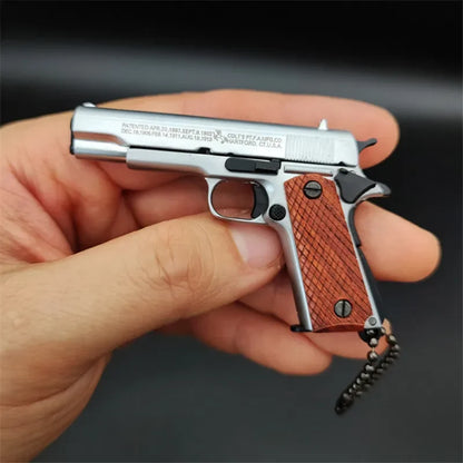 1911 Silver Wood Handle Miniature Replica Gun