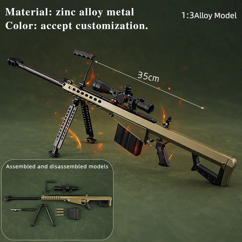 Barrett Army Green Miniature Gun Model