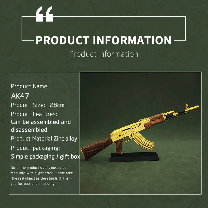 AK47 Gold Miniature Gun Model