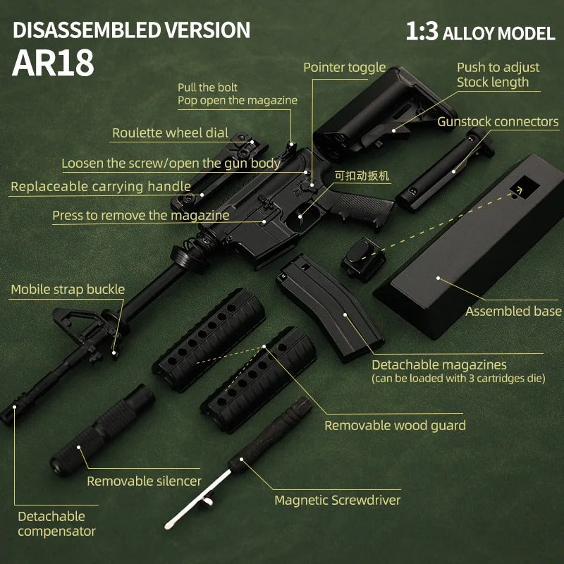 AR-18 Black Miniature Gun Model