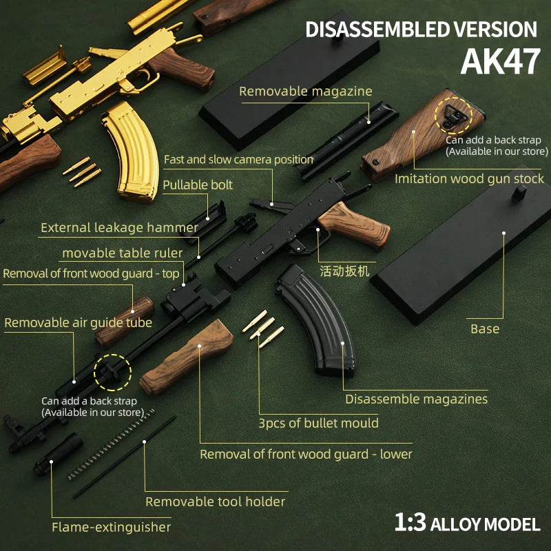 AK47 Gold Miniature Gun Model